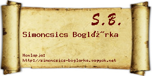 Simoncsics Boglárka névjegykártya